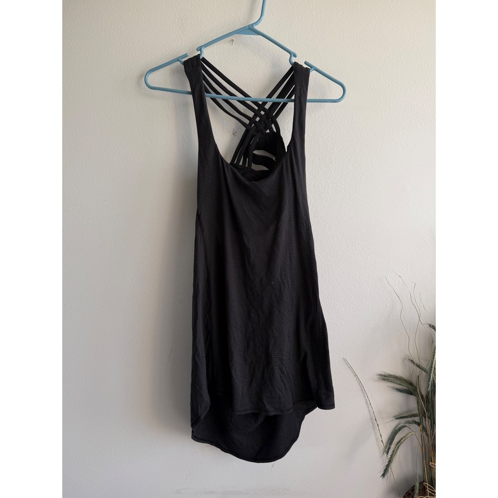 Lululemon Black Pinstripe Strappy Multi Cross Back Tank Top Womens Size 8
